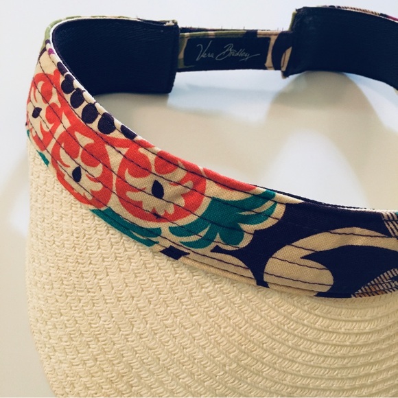 Vera Bradley Retired Plum Crazy Straw Visor Adjustable Sun Hat - Picture 5 of 15